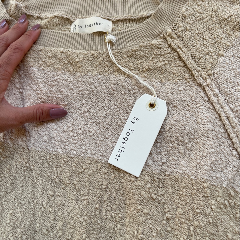 Together Cream Bouclé Terry Knit Sweatshirt Pullover Long Sleeve Size S - Picture 3 of 8